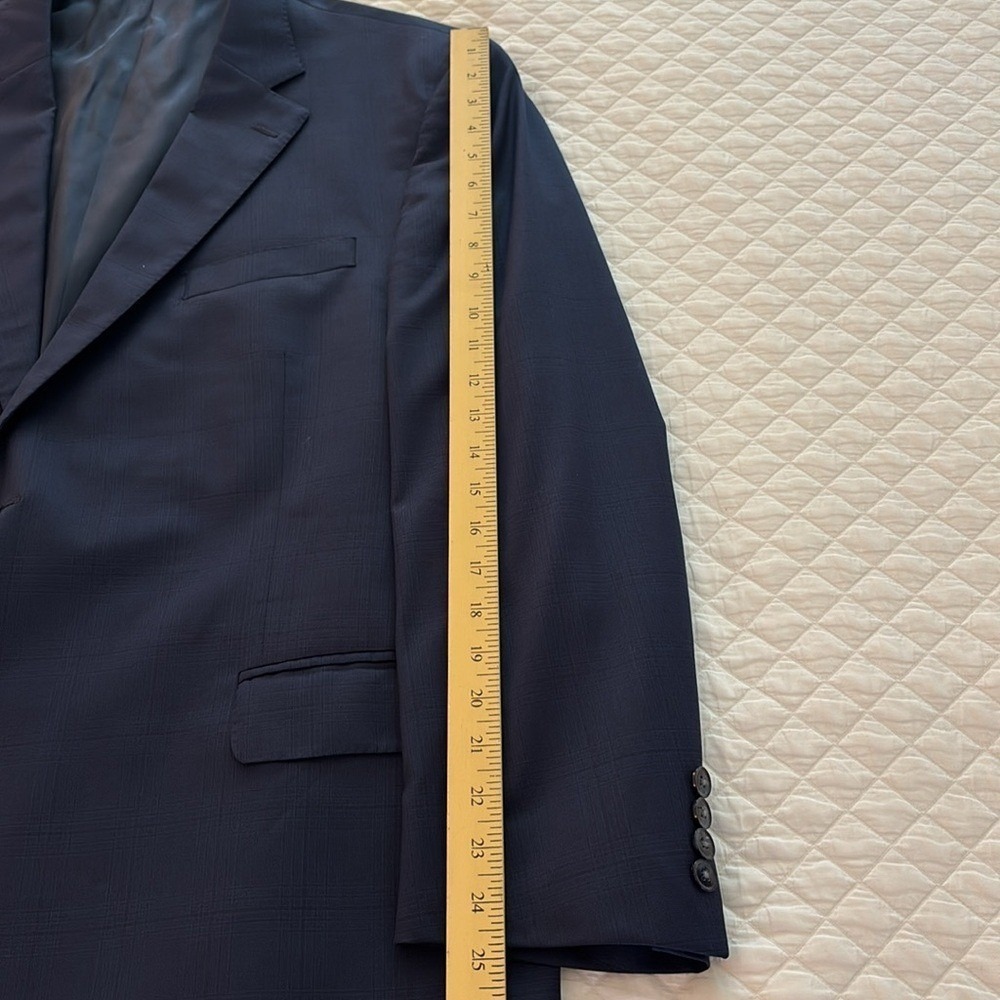Peter Millar Navy Blue Plaid  Virgin Wool Two Button Blazer Sport Coat Men's 48R - Picture 4 of 10